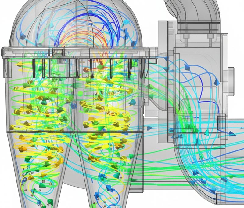 咖啡烘豆機旋風集塵 CFD 流場模擬