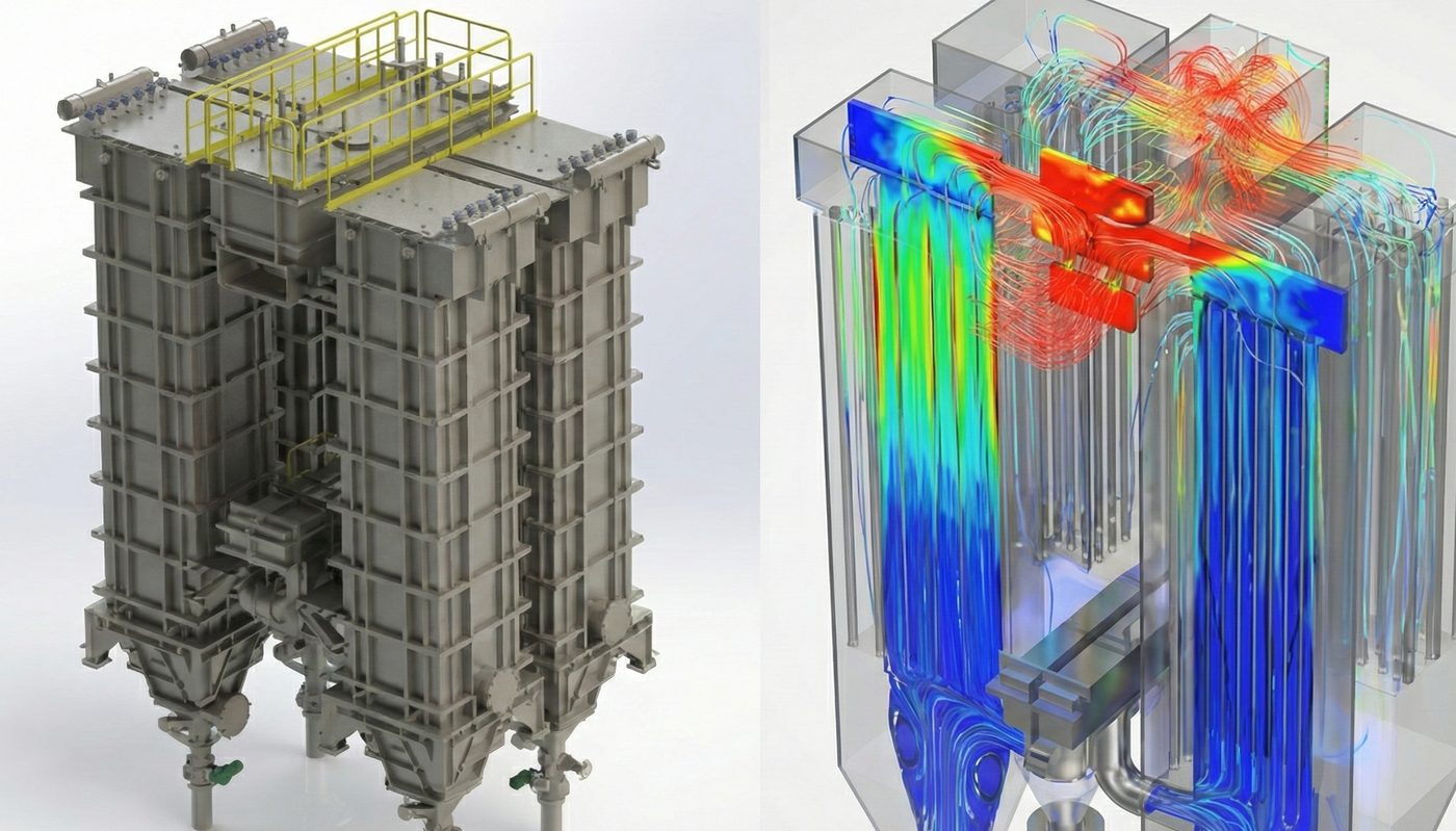 工業集塵設備 3D 建模與 CFD 流場分析